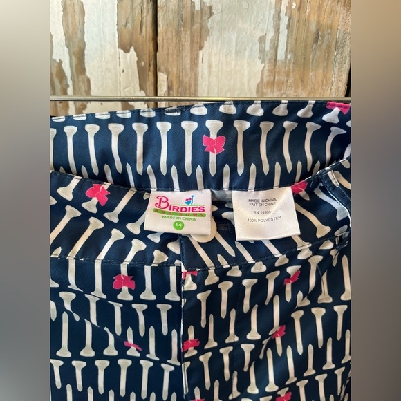 Birdies And Bows Golf Shorts Navy Tees & Bows Size 14 Inseam 6” - Picture 2 of 8